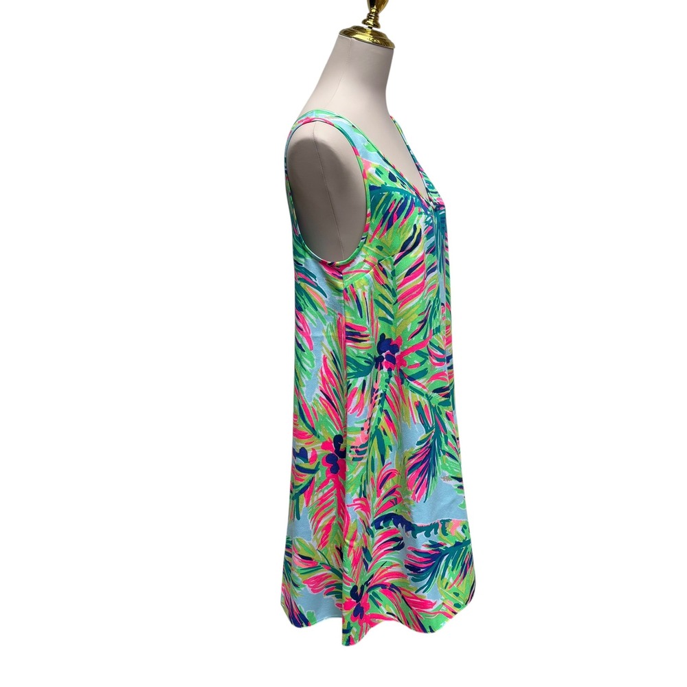 Lilly Pulitzer Anamaria Shift Dress M Multicolor Tropical Palm Leaf V-Back Bold - Picture 5 of 9